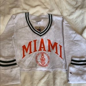 NWT University of Miami Cropped Sweatshirt